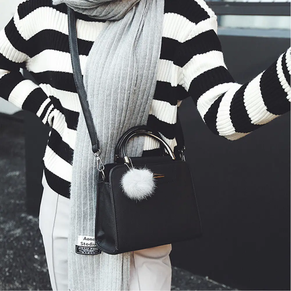Local Stock handbag women casual tote bag female large shoulder messenger bags high quality Suede Leather with fur ball | Багаж и сумки