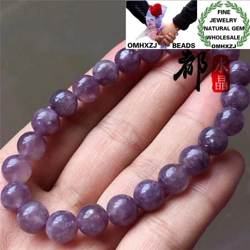 

OMHXZJ Wholesale ZB369 8-8.5mm European Fashion Birthday Party Wedding Gift Natural Stone Fine Tourmaline Round Beads Bracelets