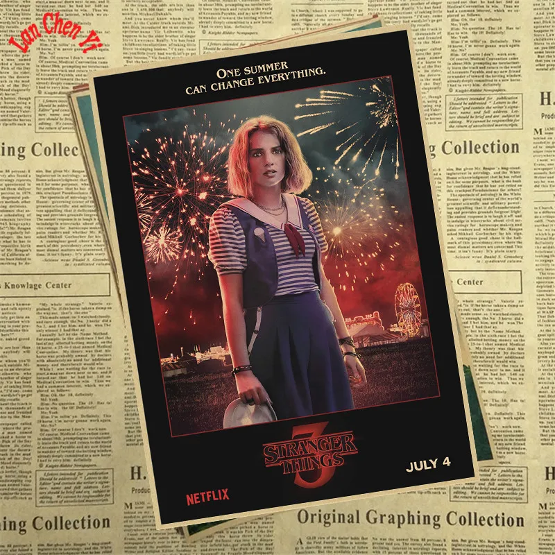 Странные Вещи Сезон 3 фильм плакат на крафт-бумаге Кафе Винтаж высокого качества печать рисунок ядро декоративная живопись