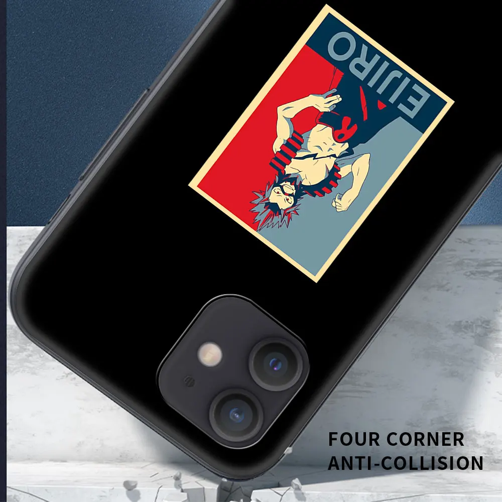 

Phone Case For iphone 12 pro max 11 8 7 6 s XR Plus Poster My Hero Black Softshell for IPHONE X XS SE 2020 mini TPU shell