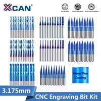 xcan end mill milling cutter 3 175mm shank cnc router bit nano blue coated carbide engraving bit cnc milling tools
