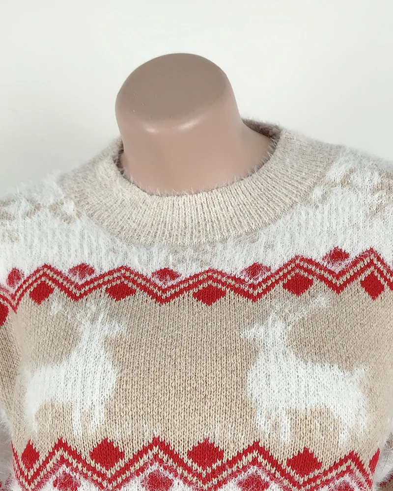 Женский свитер с длинным рукавом и круглым вырезом размеры s-xl | Женская одежда