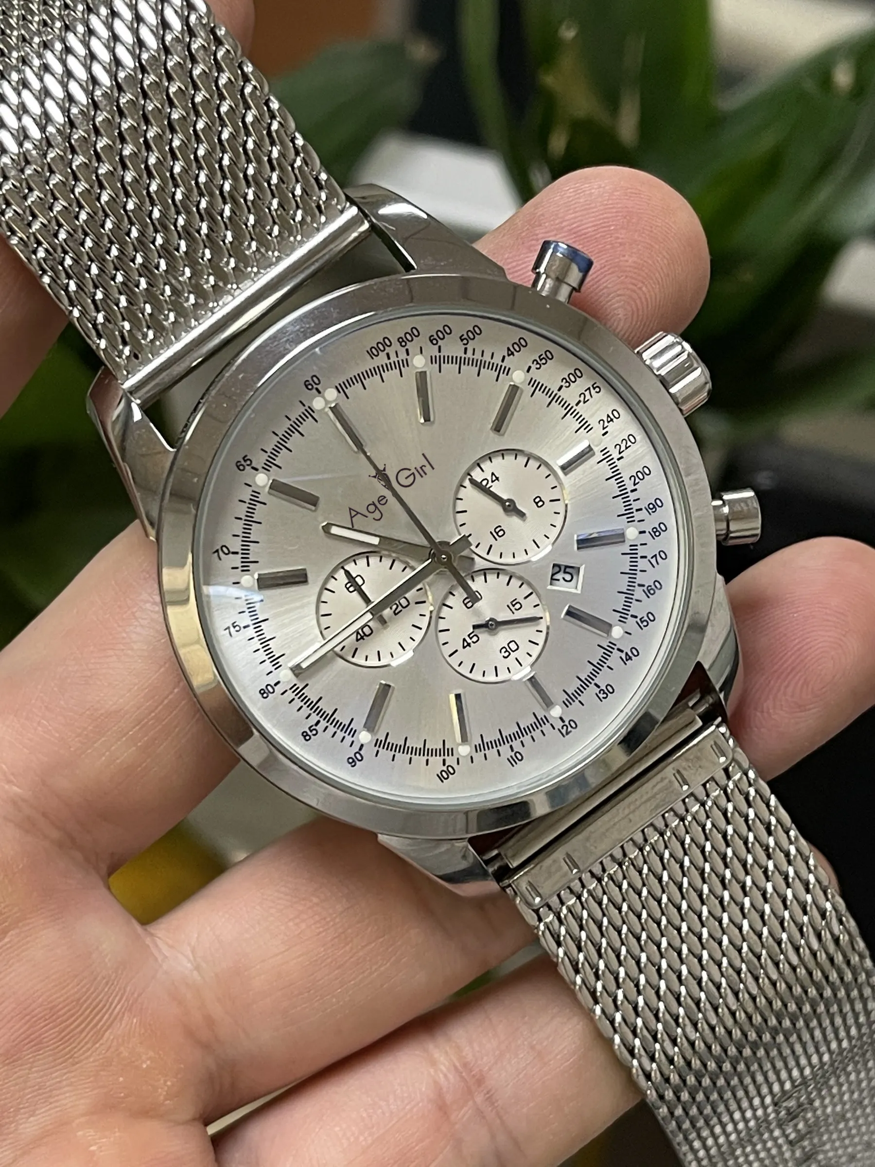 

2021 Luxury New Men Quartz Chronograph Stopwatch Round Bezel Watch Stainless Steel Blue Sapphire Black Date Watches 45mm