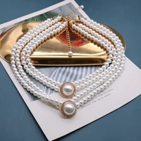 retro elegant necklace glass pearls double choker rhinestone glitter wedding party decoration wholesale
