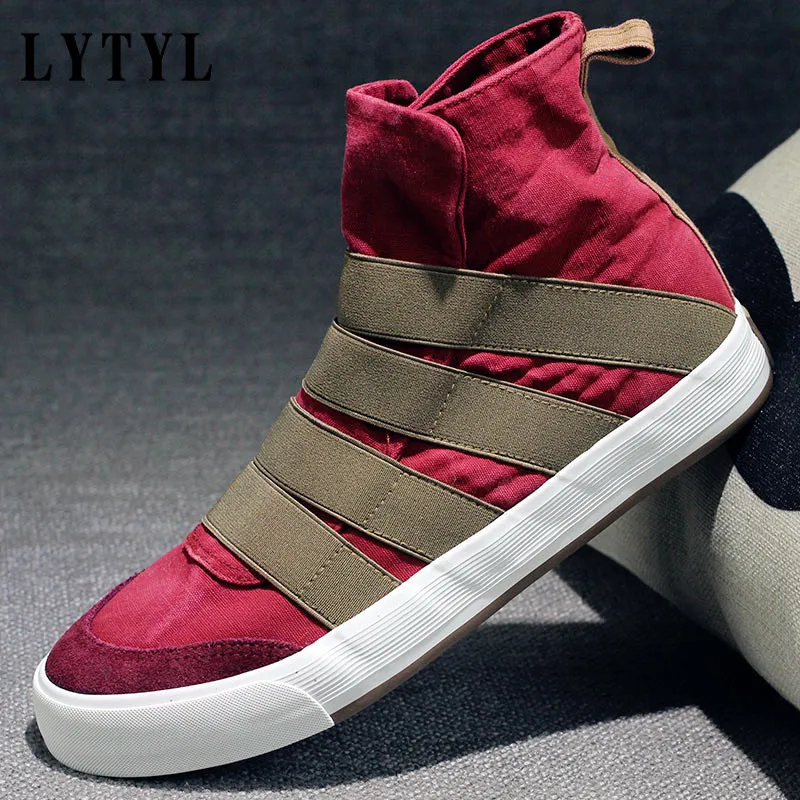 

Fashion Thick bottom Shoes High top Slip on canvas shoes Men Casual sneaker canvas Shoes B4-114