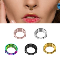 stainless steel nose septum ring clicker segment hoop piercing cartilage earring ear hinged fit tragus women body jewelry 16g