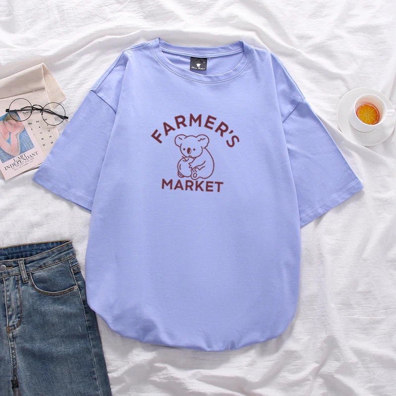 2020 летняя хлопковая свободная футболка большого размера с принтом коала