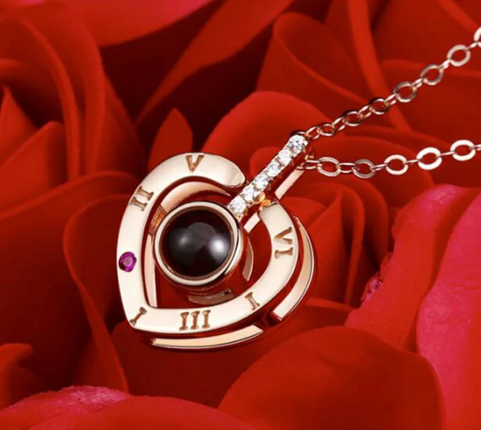 Rose Gold&ampSilver 100 languages I love you Projection Pendant Necklace Romantic Love Memory Wedding 16 style | Украшения и