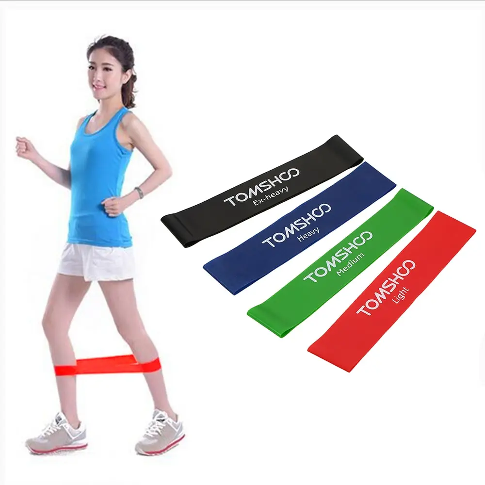 

TOMSHOO Set of 4 Exercise Resistance Loop Bands Latex Gym Strength Training Loops Bands Workout Bands Physical Therapy Fitness