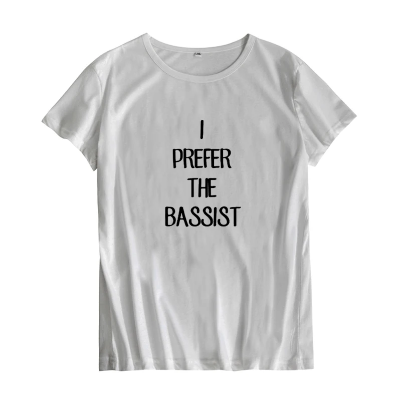 Футболка с надписью I prefere THE BASSIST Groupie черная белая летняя женская хлопковая|ladies