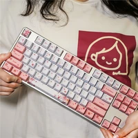 1 set sakura theme keycaps pbt dye sublimation keycap oem profile pink key caps for 64 68 87 104 108 layout keyboard