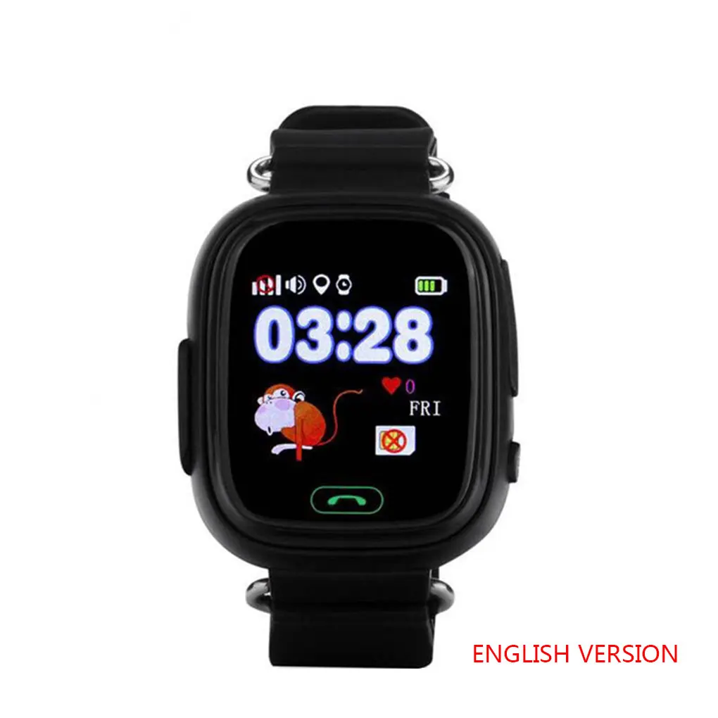black English Q90 gps умные часы для детей Детские Анти-потери наручные часы SOS Вызов расположение устройства трекер Smartwatch - Цвет: black English