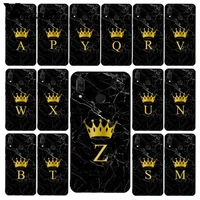 yinuoda name letter monogram black marble gold crown phone case for xiaomi redmi note 7 8t redmi 5plus 6a note8 4x note8pro