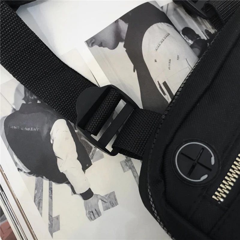

Purple Shoulder Square Waist Streetwear Bags Women Canvas Tactical Bag Men Bullet Street Hip Hop Chest Vest Pack
