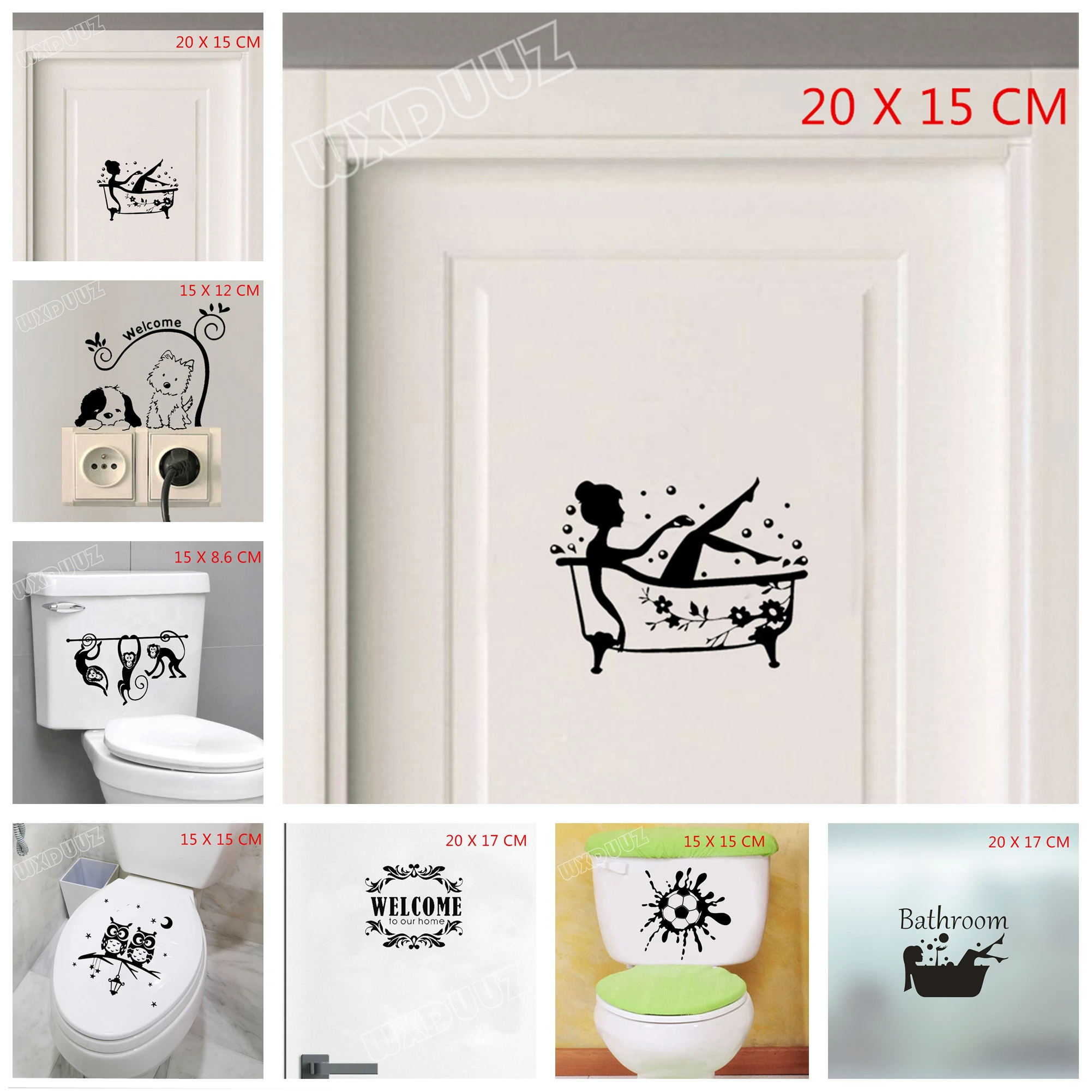 Наклейка для входной двери в ванную комнату логотип унитаза креативный узор