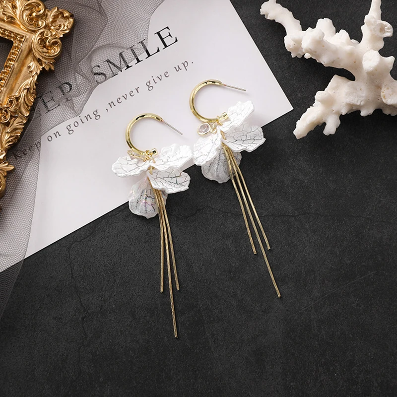 Женские Многослойные висячие серьги с кисточками длинные в форме раковины