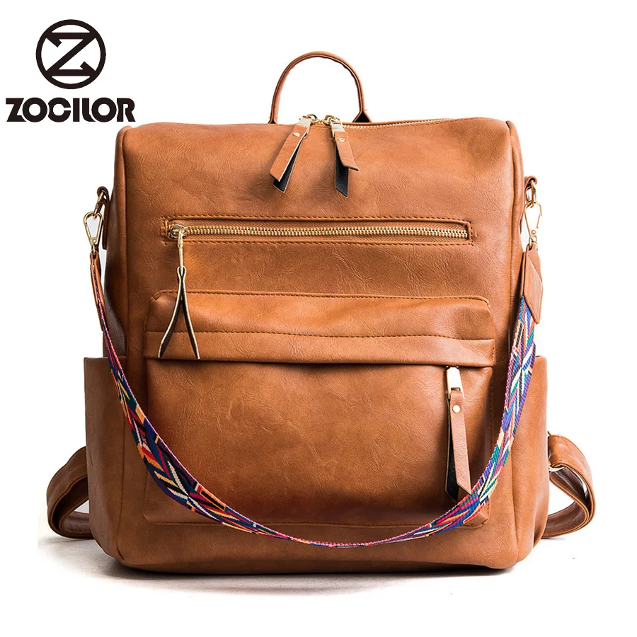 Высокое качество Ретро Большой рюкзак женский PU кожаный ранец дорожный на плечо