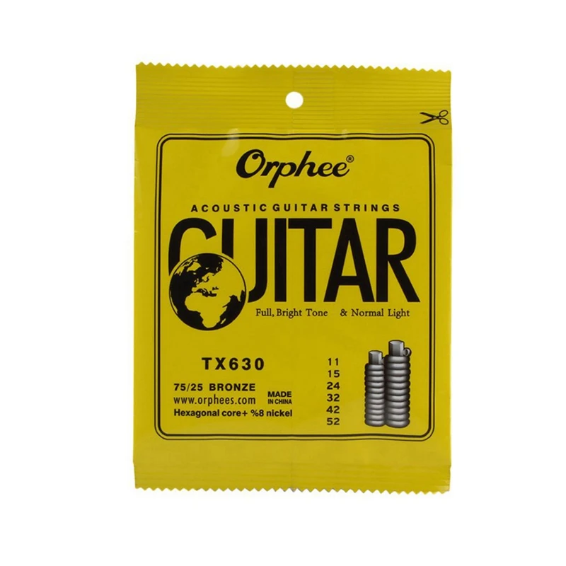

Orphee 1 Set Acoustic Guitar String TX630 & 3 Set Tx620-P Hexagonal Carbon Steel Phosphor Copper Plated 1St-6Th Strings
