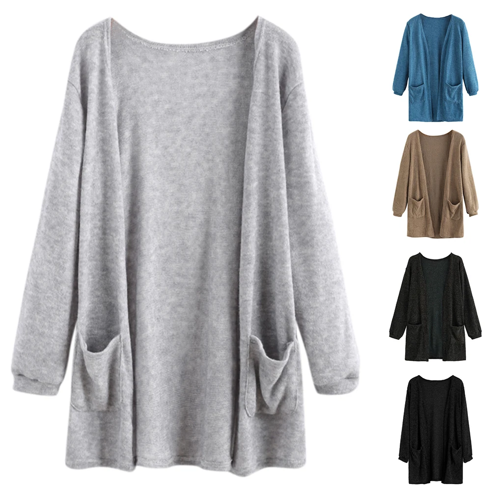 

VICABO Solid Color Long Women Cardigan Casual Loose Outwear Jacket All Match Fashion Winter Autumn Long Sleeve Coats