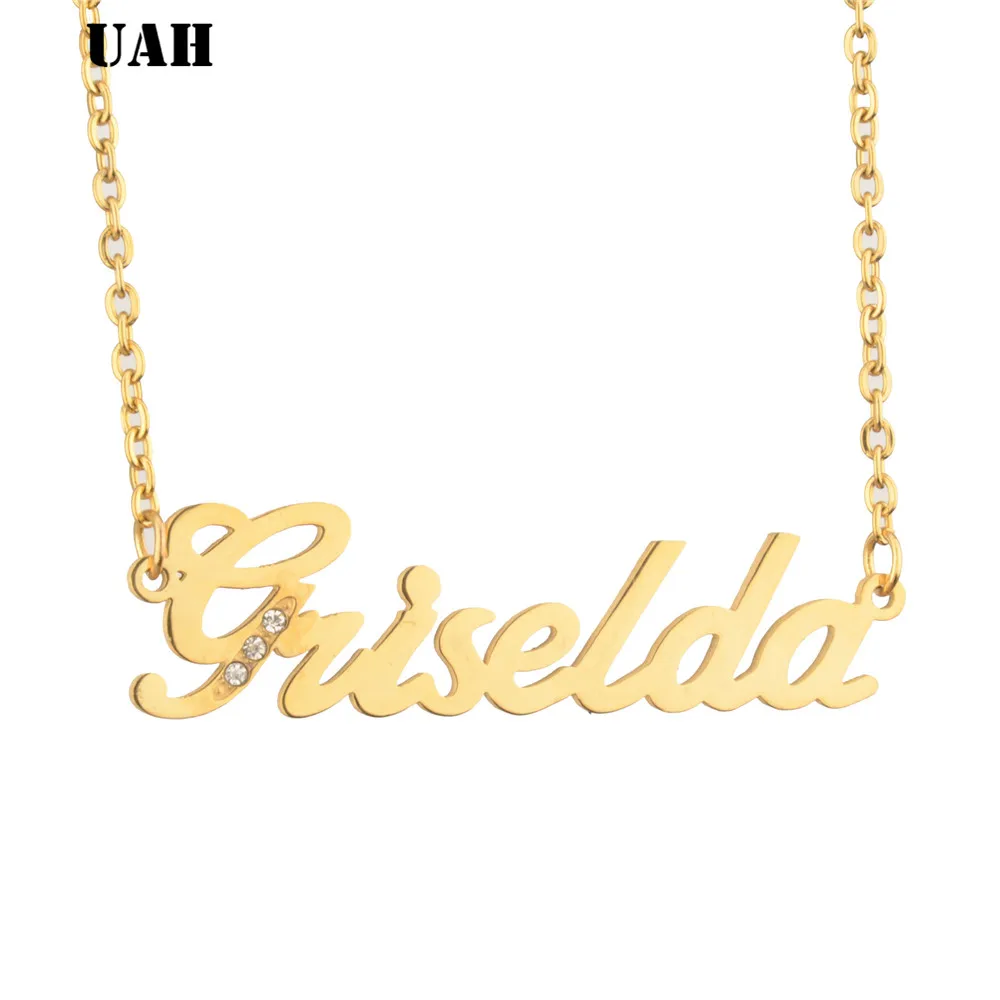 

Ожерелье с именем гризелда золотого цвета из нержавеющей стали, персонализированные ожерелья для женщин, чокер с табличкой, подарок