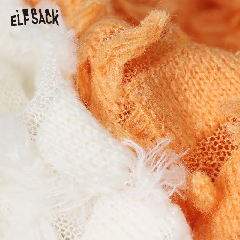 ELFSACK Повседневный Кардиган с вырезами и бахромой женский свитер 2019 стильные