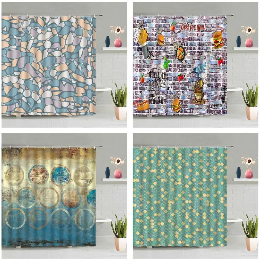 

Изысканная элегантная занавеска для душа с геометрическим рисунком волнистых точек, водонепроницаемая занавеска для ванны, домашний декор