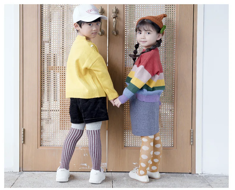 Детские колготки Осеннее Новое поступление теплые полосатые для маленьких