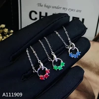 kjjeaxcmy boutique jewelry 925 sterling silver inlaid natural sapphire ruby emerald female necklace support detection fine