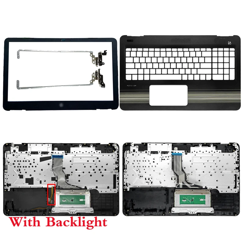 

New For HP Pavilion 15-AU 15-AW 15-AL Laptop Front Bezel/Palmrest Upper Case/Bottom Base Cover/Hinges Keyboard Without Backlight