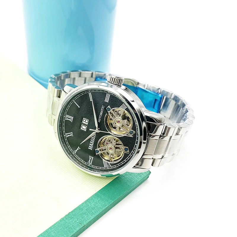 Часы наручные HAIQIN Мужские механические брендовые автоматические Модные