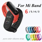 Силиконовый ремешок для xiaomi mi band 6, 5, 4, 3, сменный ремешок для браслета MiBand 6, 5, 4, Miband 3