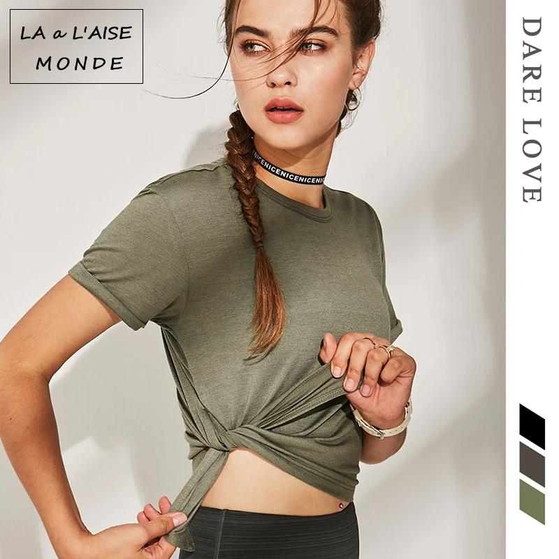 Женские быстросохнущие топы для фитнеса и йоги спортивные с коротким рукавом