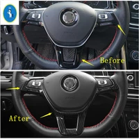 car steering wheel control button decoration cover trim fit for volkswagen golf 7 polo mk6 mk7 touran matte carbon fiber look