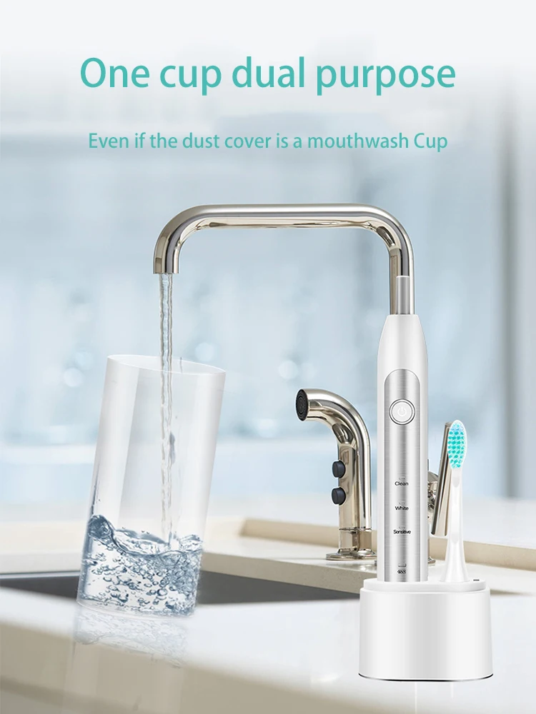 

Adult Sonic Electric Toothbrush UV Disinfection USB Charger Rechargeable Tooth Brushes Replacement Heads Set Waterproof IPX7