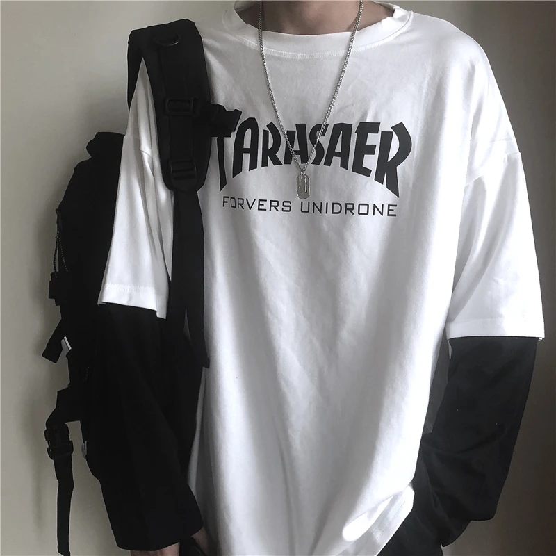Черно-белая футболка в стиле хип-хоп для мужчин и женщин принт с надписью