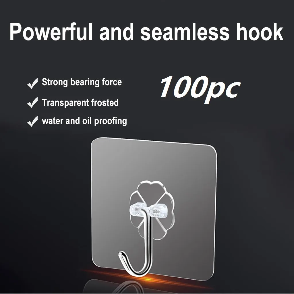 

100pcs Transparent Strong Self Adhesive Door Wall Hangers Hooks Suction Heavy Load Rack Cup Sucker For Kitchen Bathroom