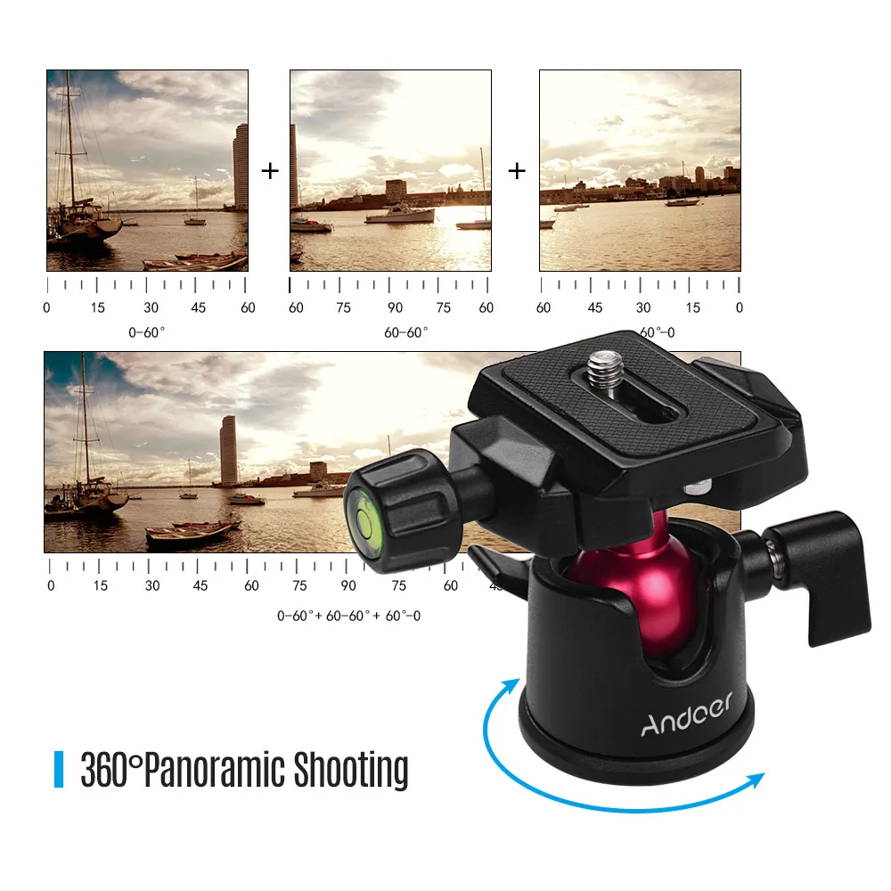 Настольный мини штатив Andoer для камер смартфонов Шариковая головка QR пластина Canon