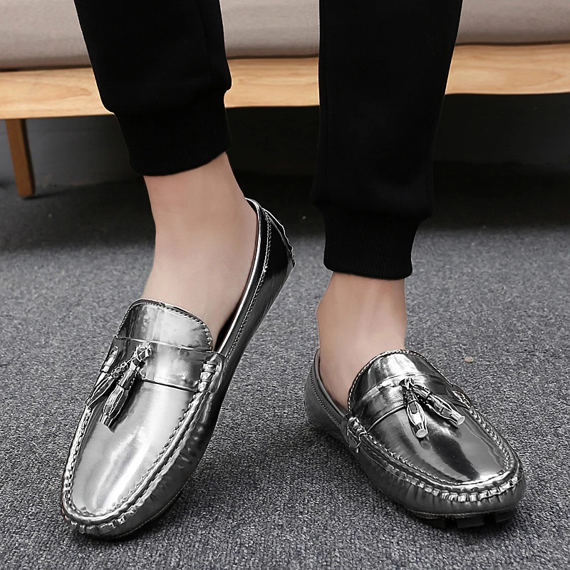 Мужские дизайнерские туфли без шнуровки Мягкие Мокасины с бахромой повседневная