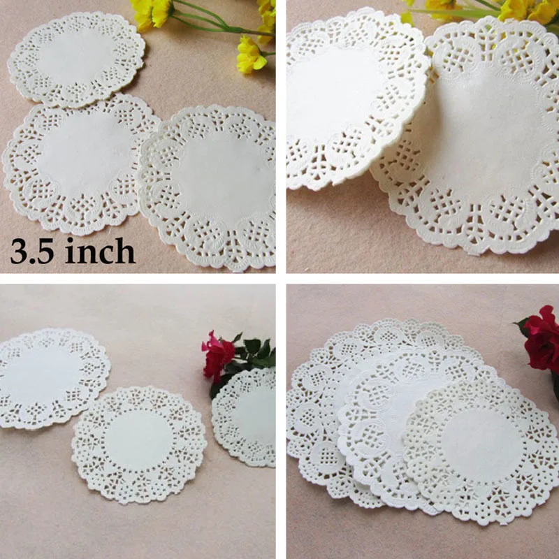 100pcslot white round paper placemat baking paper coaster food grade lace paper party decoration pad paper cake decoration free global shipping