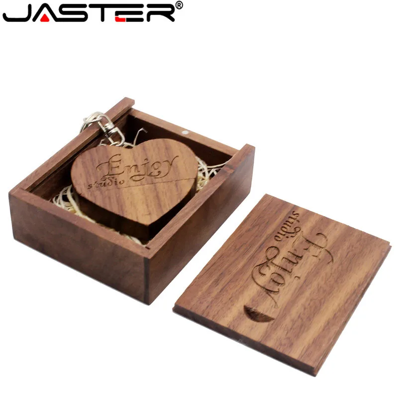 JASTER USB 2,0, Usb флеш-накопитель с деревянным сердцем, карта памяти, 4 ГБ, 8 ГБ, 16 ГБ, 32 ГБ, логотип компании, выгравированный u-диск, Пользовательский логотип, Usb флеш-накопитель