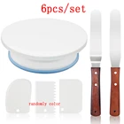 Вращающийся пластиковый нож для торта, 6 шт.компл., вращающийся на Подставка для пирожных градусов, для кремов, для украшения торта, сковородка 