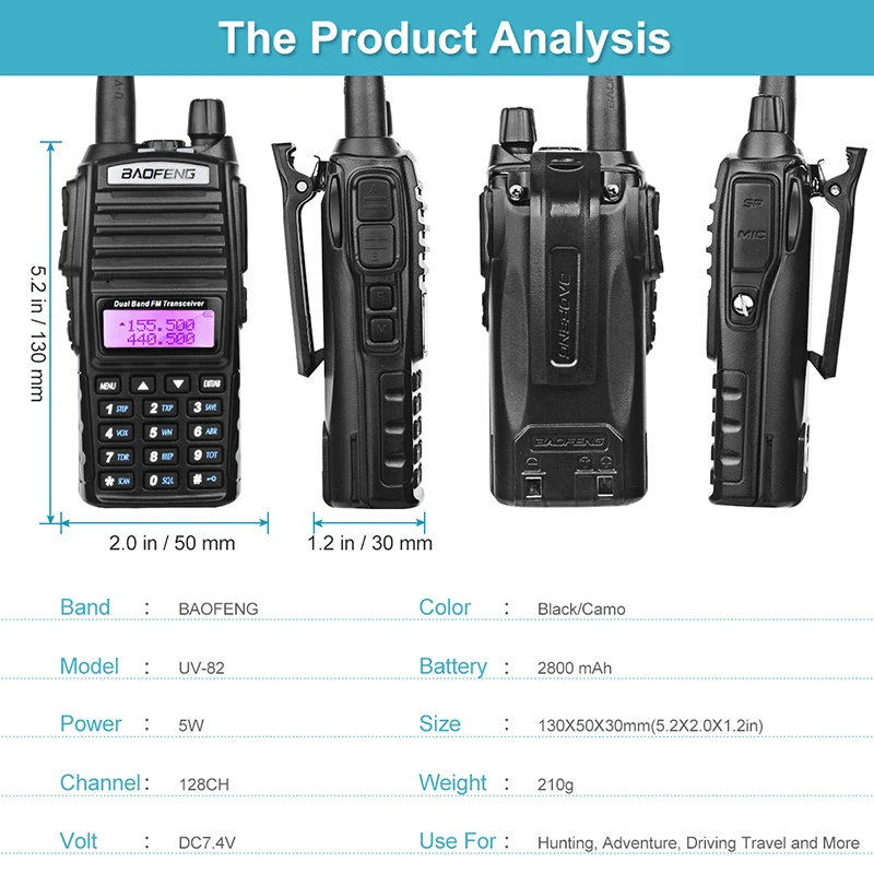 Baofeng UV-82 двухдиапазонный УКВ 136-174 МГц/UHF 400-520 МГц Портативный ручной иди и болтай