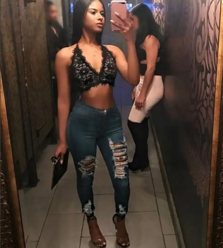 Женские летние брюки новые эластичные джинсы женские модные сексуальные