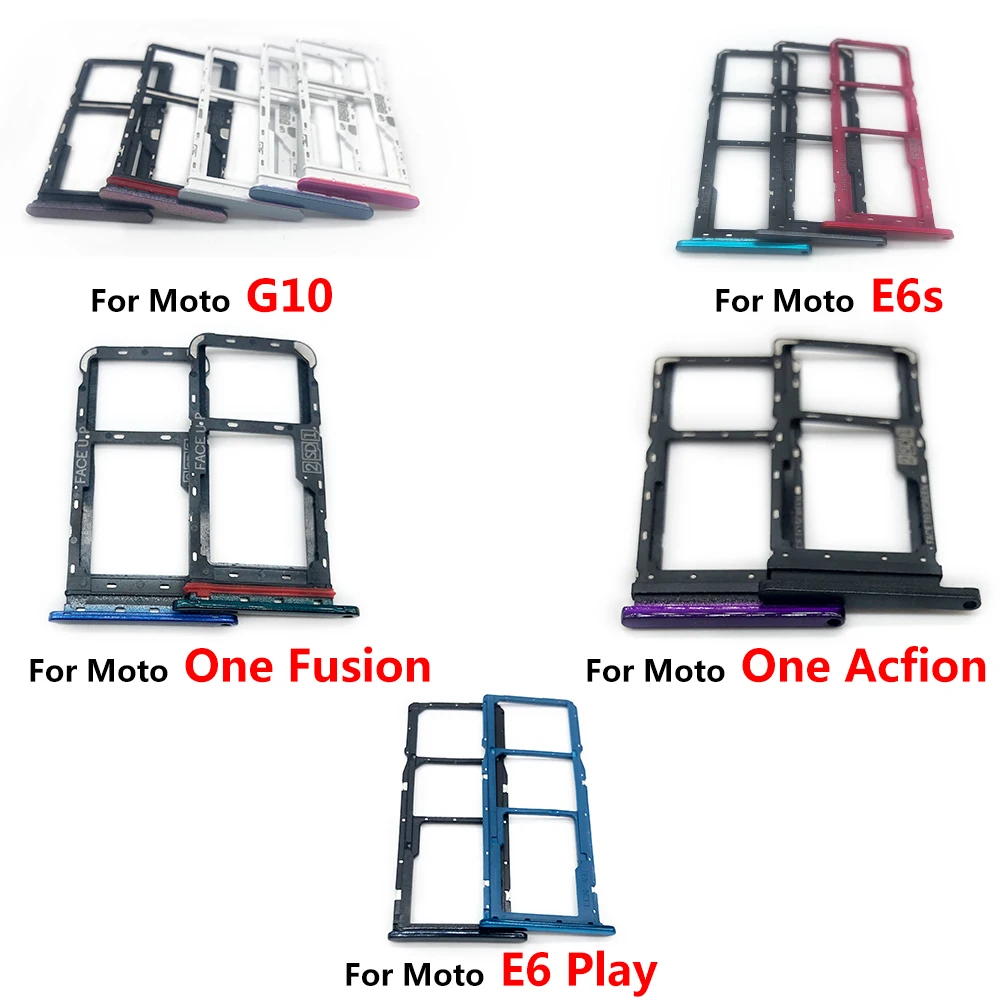 

10Pcs For Motorola Moto E6 Play E6S G10 One Action One Fusion Sim Card Tray SD Card Reader Socket Slot Holder Replacement Part
