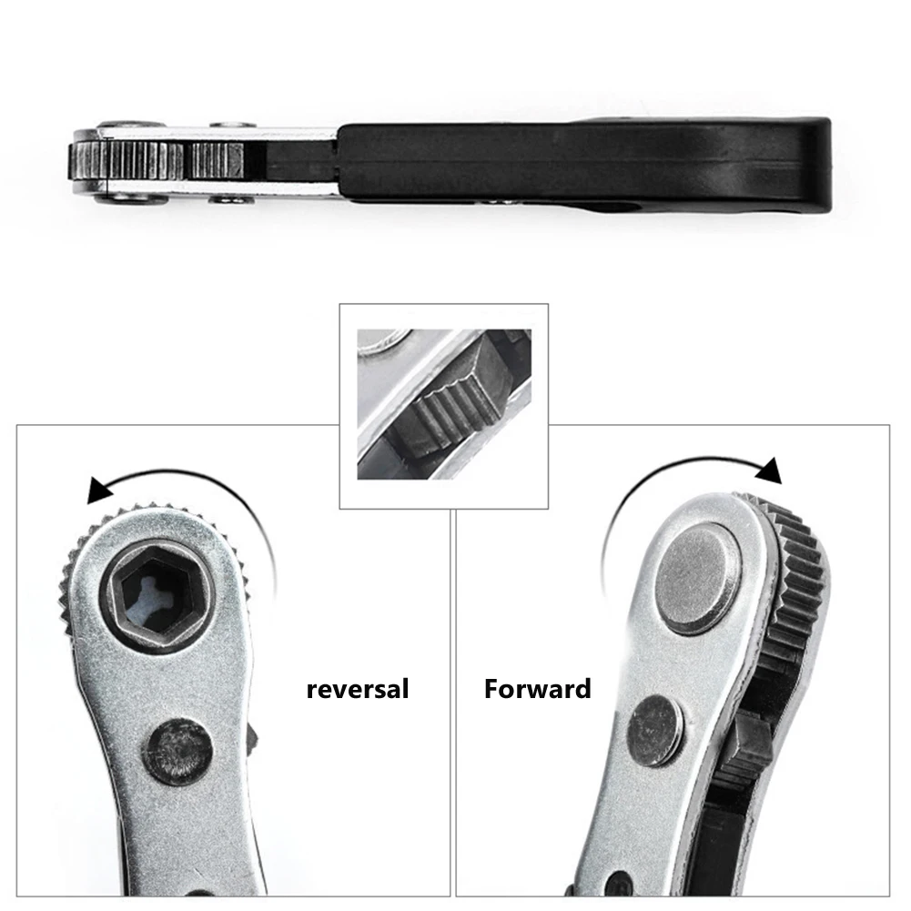 

Mini Ratchet Wrench Socket Wrench Repair Tools Adjustable Strong Toughness Metal Portable Supplies for Car Vehicle Auto