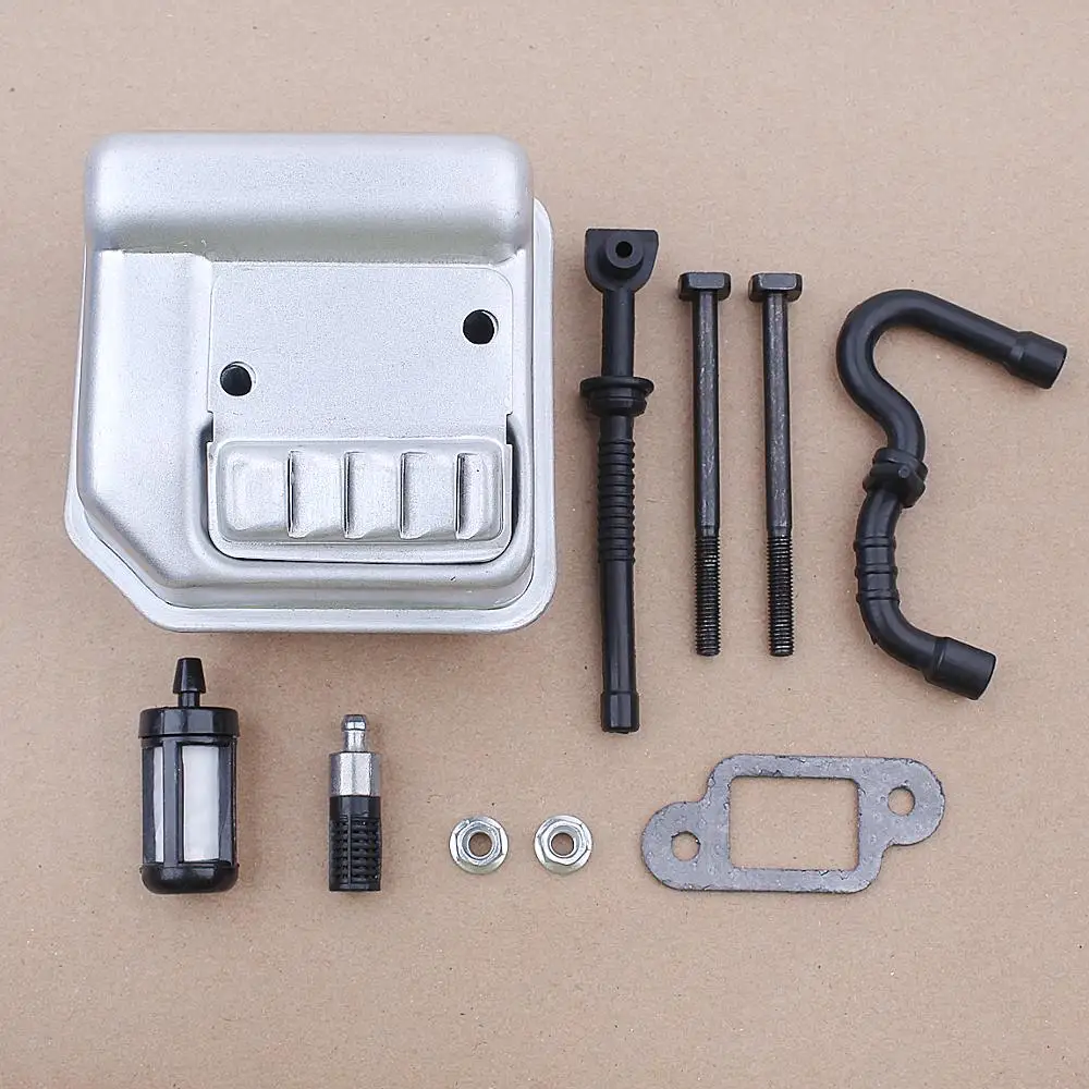 

Exhaust Muffler Silencer Gasket w/ Bolts Fuel Oil Filter Hose Kit fit Stihl 017 018 MS170 MS180 Chainsaws Engine Parts