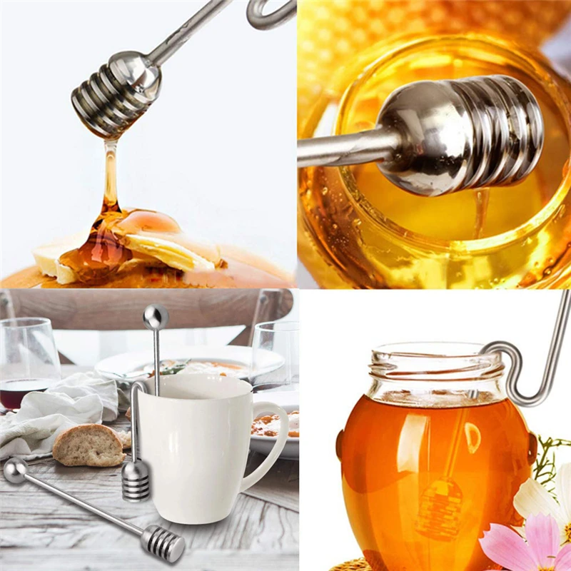 

8 Pcs Honey Dipper Stick Server Syrup Stirrer Stainless Steel Spoon Wand for Honey Pot Jar Containers 6.3 Inch Wholesale X2