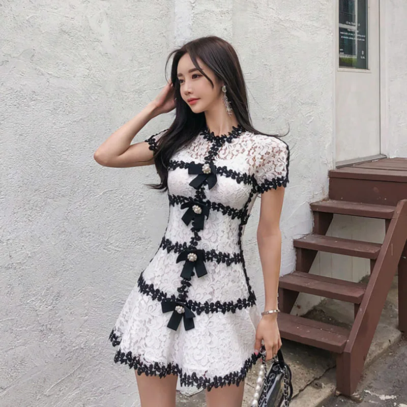 Новинка лета 2009 модное ажурное кружевное платье А силуэта в стиле знаменитостей