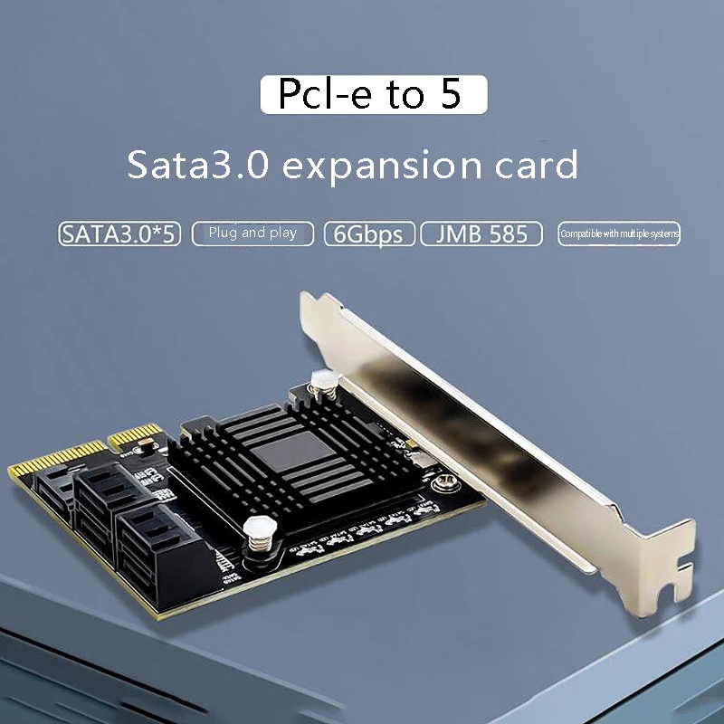 PCIE до 5 Порты и разъёмы SATA3.0 карты расширения компьютер адаптер шасси JMB585