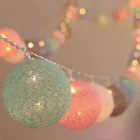 Хлопковая гирсветильник шары из ниток, лампа для украшения дома вечерние ринку, свадьбу, рождественские украшения, цветная светильник вая гирлянда, 102030 светодиодов